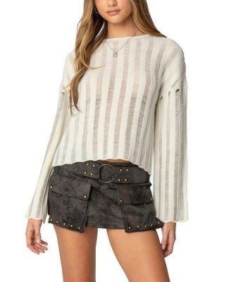 Edikted Stripey Shredded Sweater