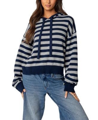 Edikted Striped Hooded Knit Sweater