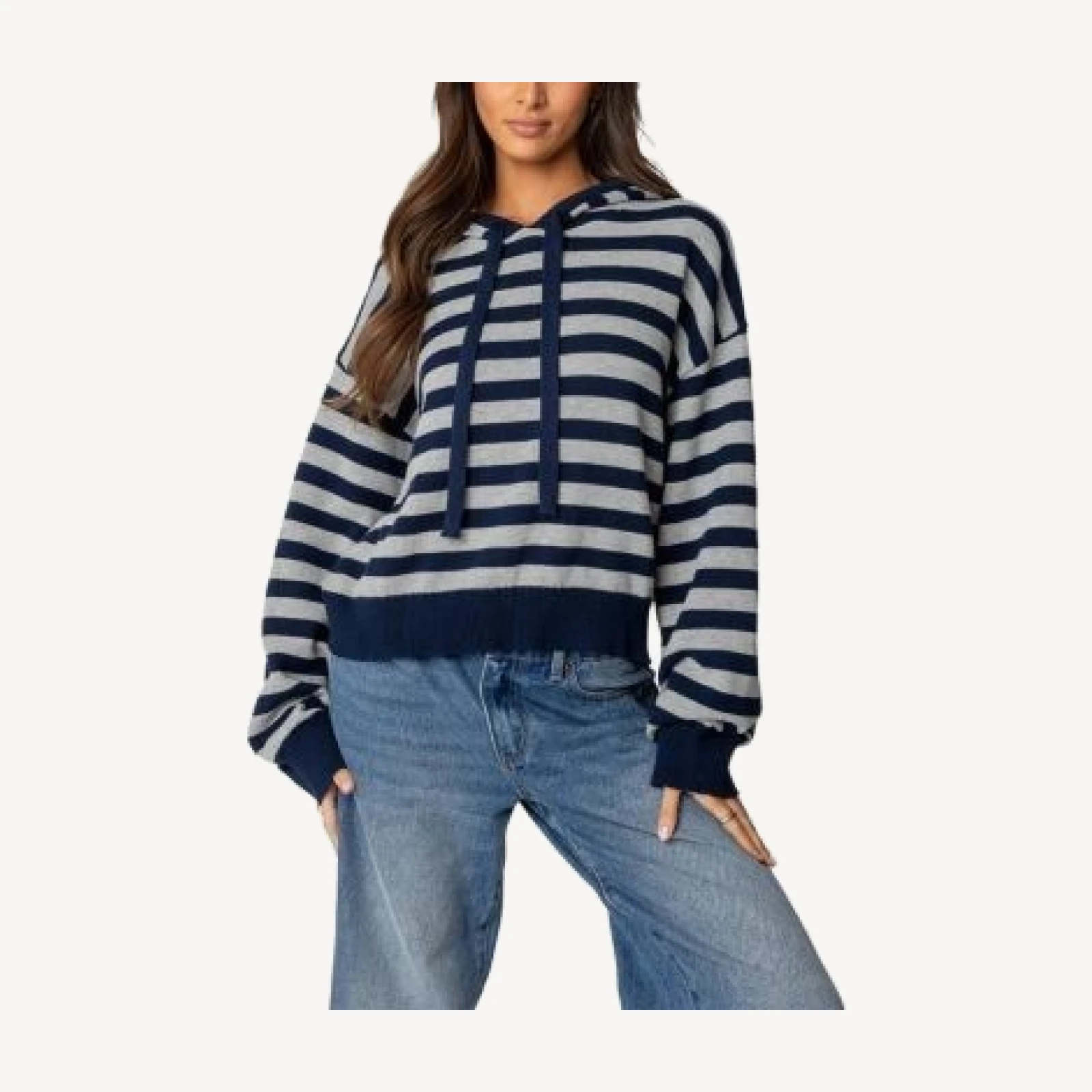 Edikted Striped Hooded Knit Sweater