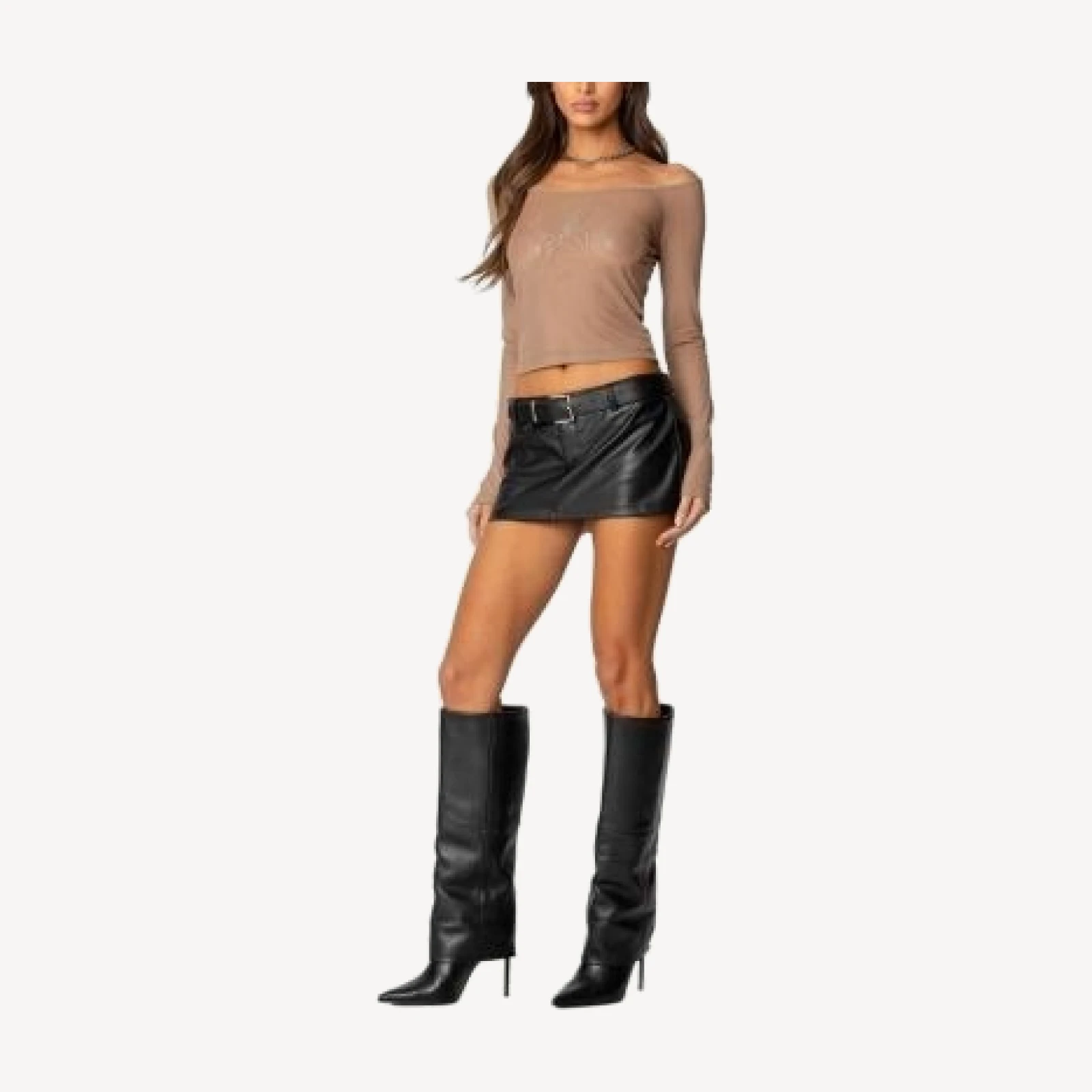 Edikted Lilyan Rhinestone Sheer Mesh Top