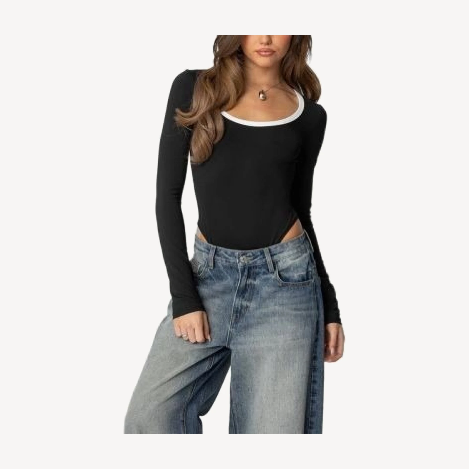 Edikted Contrast Scoop Neck Bodysuit