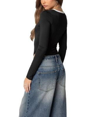 Edikted Contrast Scoop Neck Bodysuit