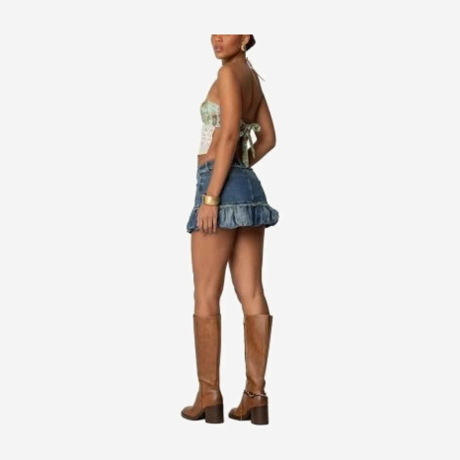 Edikted Kloe Backless Crochet Split Front Top