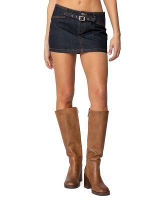 Edikted Keira Buckled Denim Mini Skirt