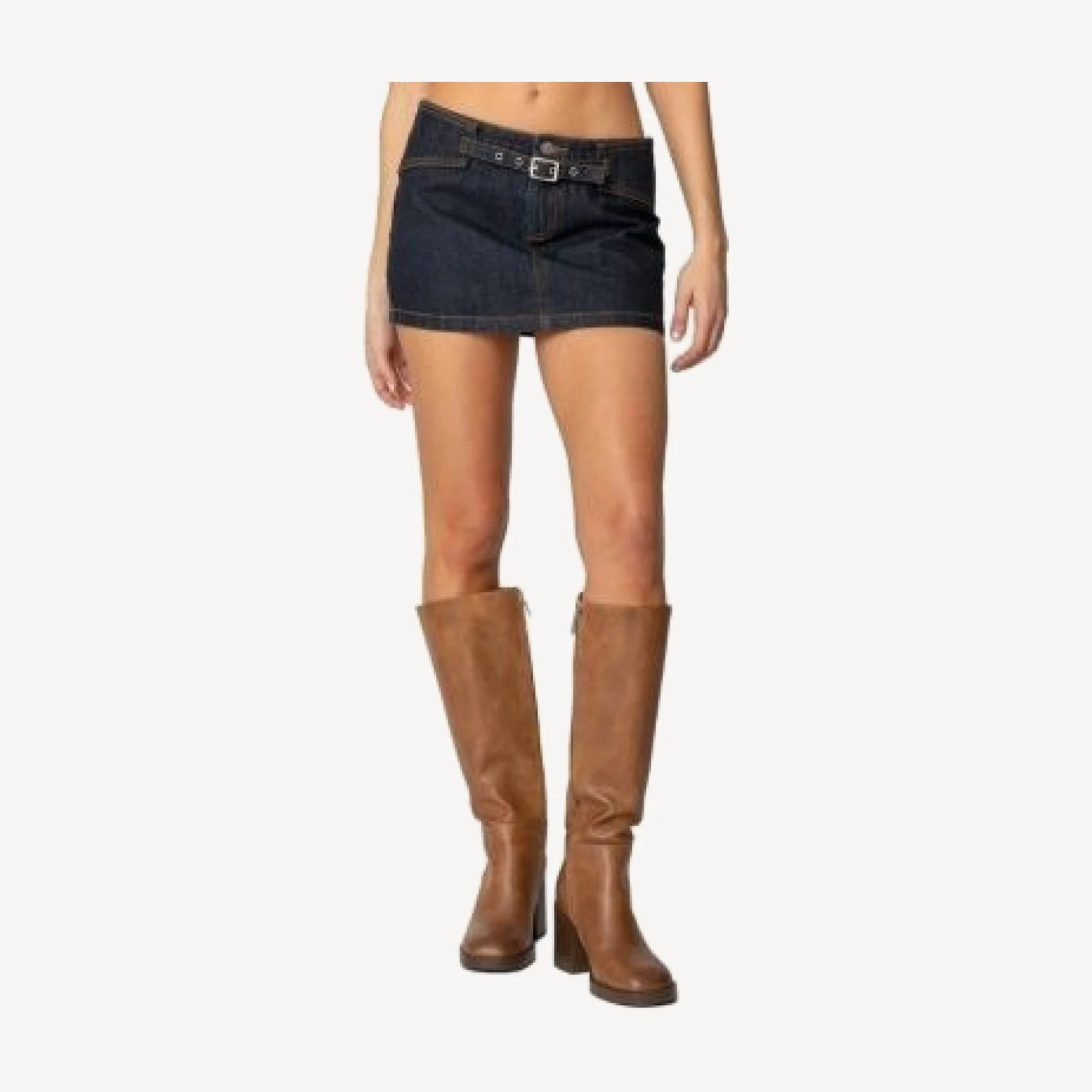 Edikted Keira Buckled Denim Mini Skirt