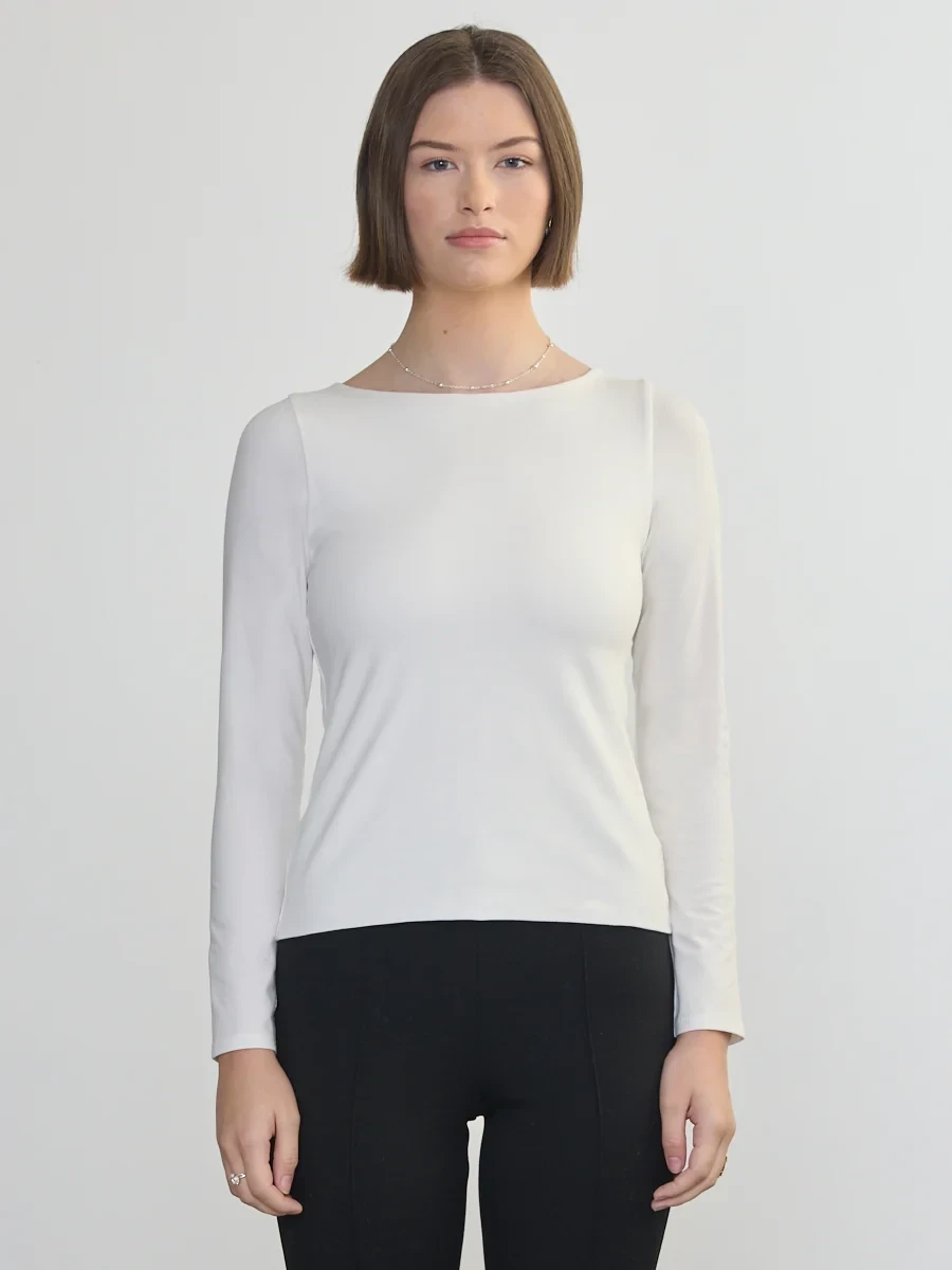 LONG SLEEVE PIMA BOAT NECK