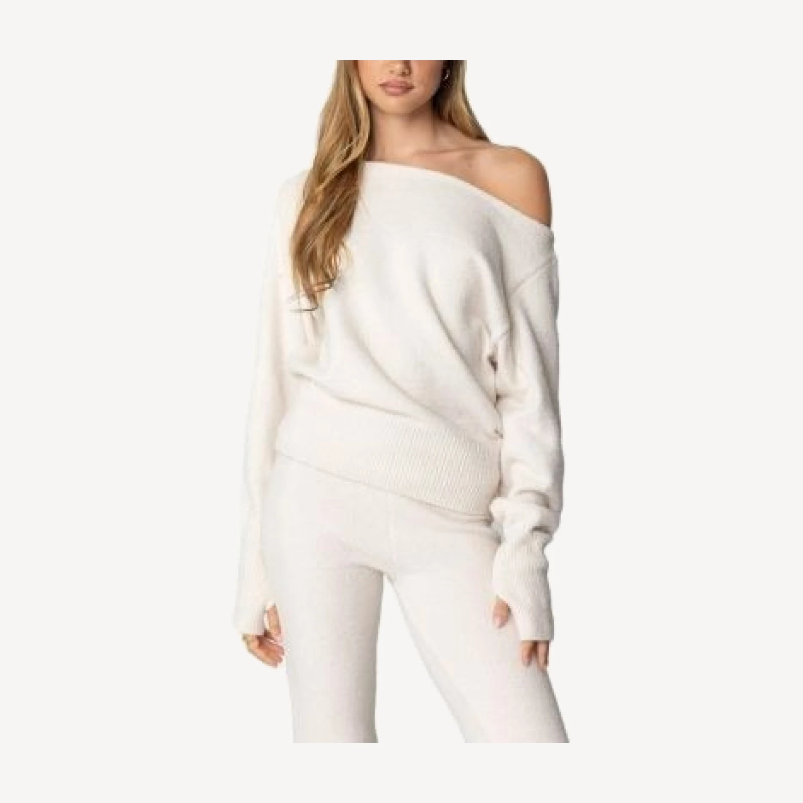 Edikted Plush Oversized Asymmetric Sweater