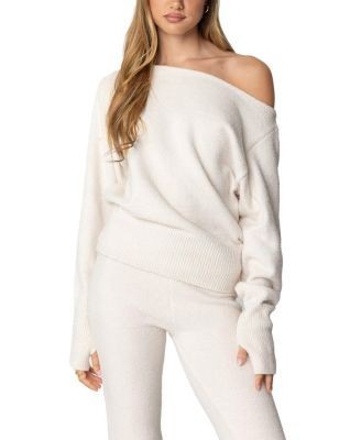 Edikted Plush Oversized Asymmetric Sweater