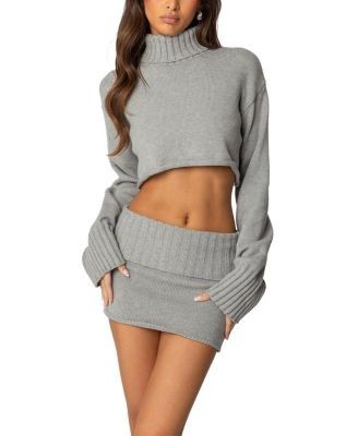 Edikted Gino Cropped Turtle Neck Sweater
