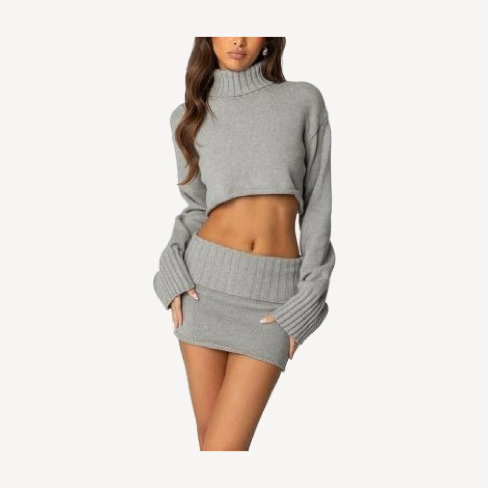 Edikted Gino Cropped Turtle Neck Sweater