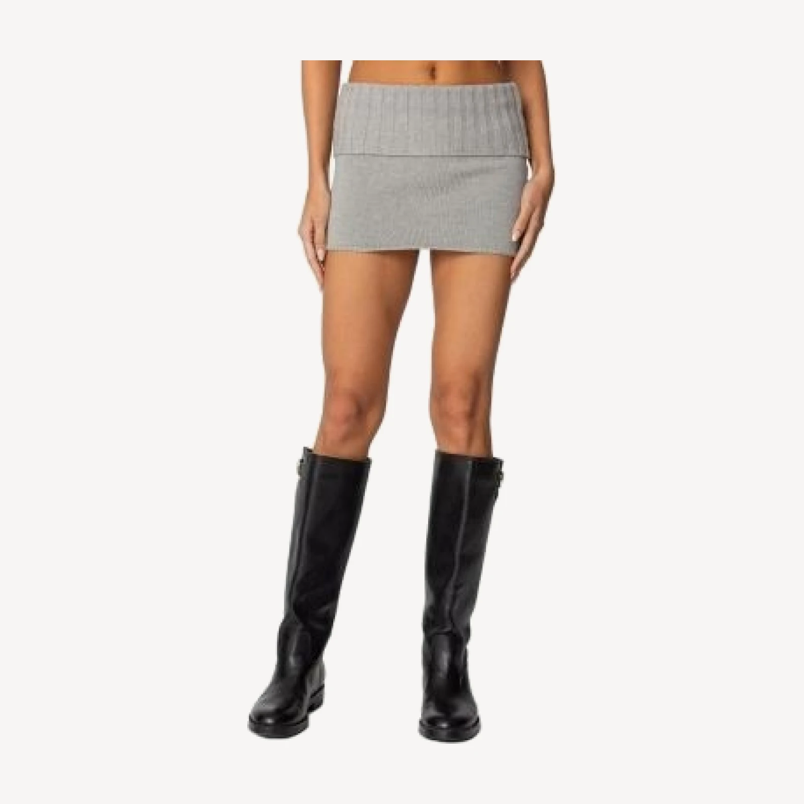 Edikted Gino Fold Over Knit Mini Skirt