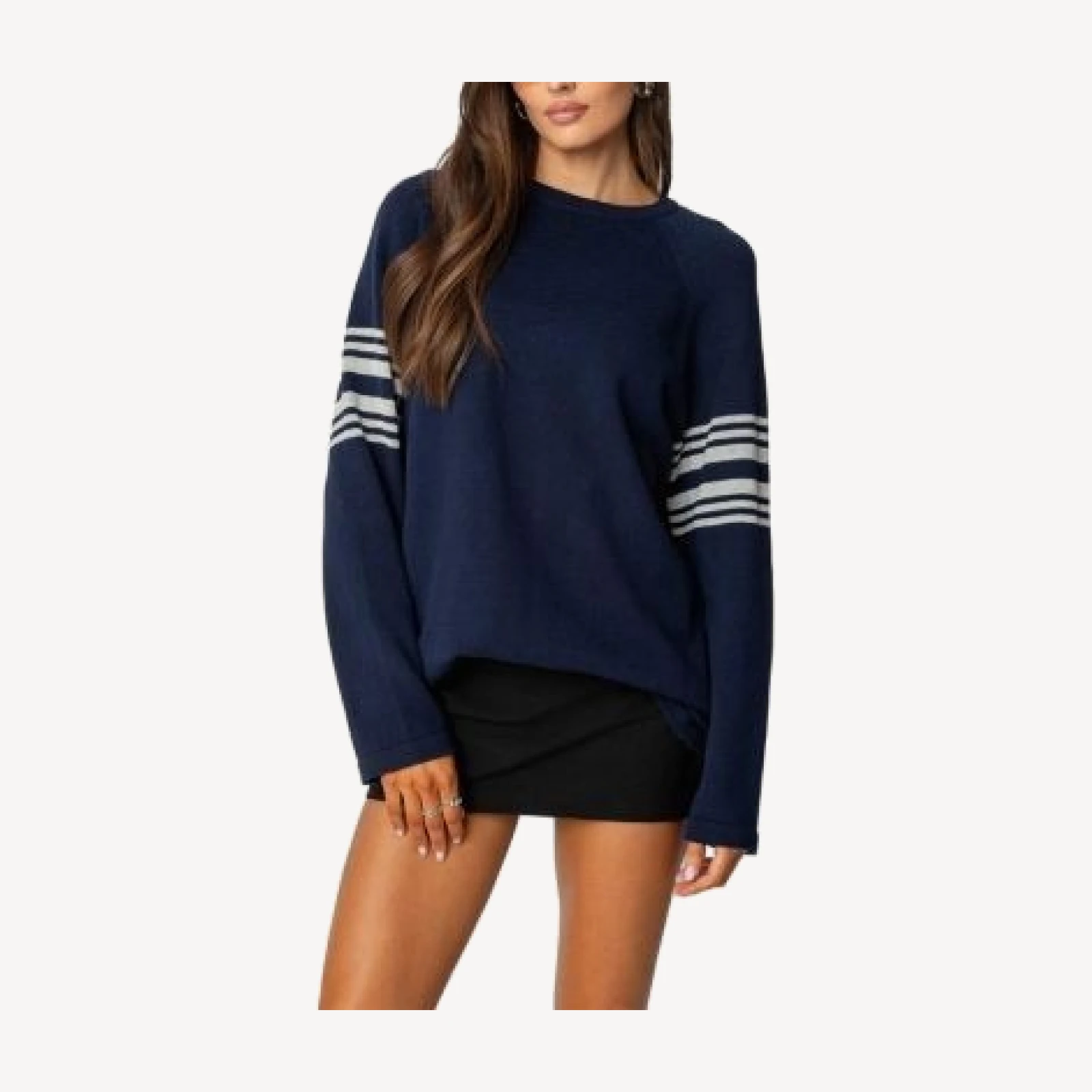 Edikted Contrast Stripe Oversized Knit Top