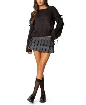 Edikted Amelia Lace Up Sleeve Sweater