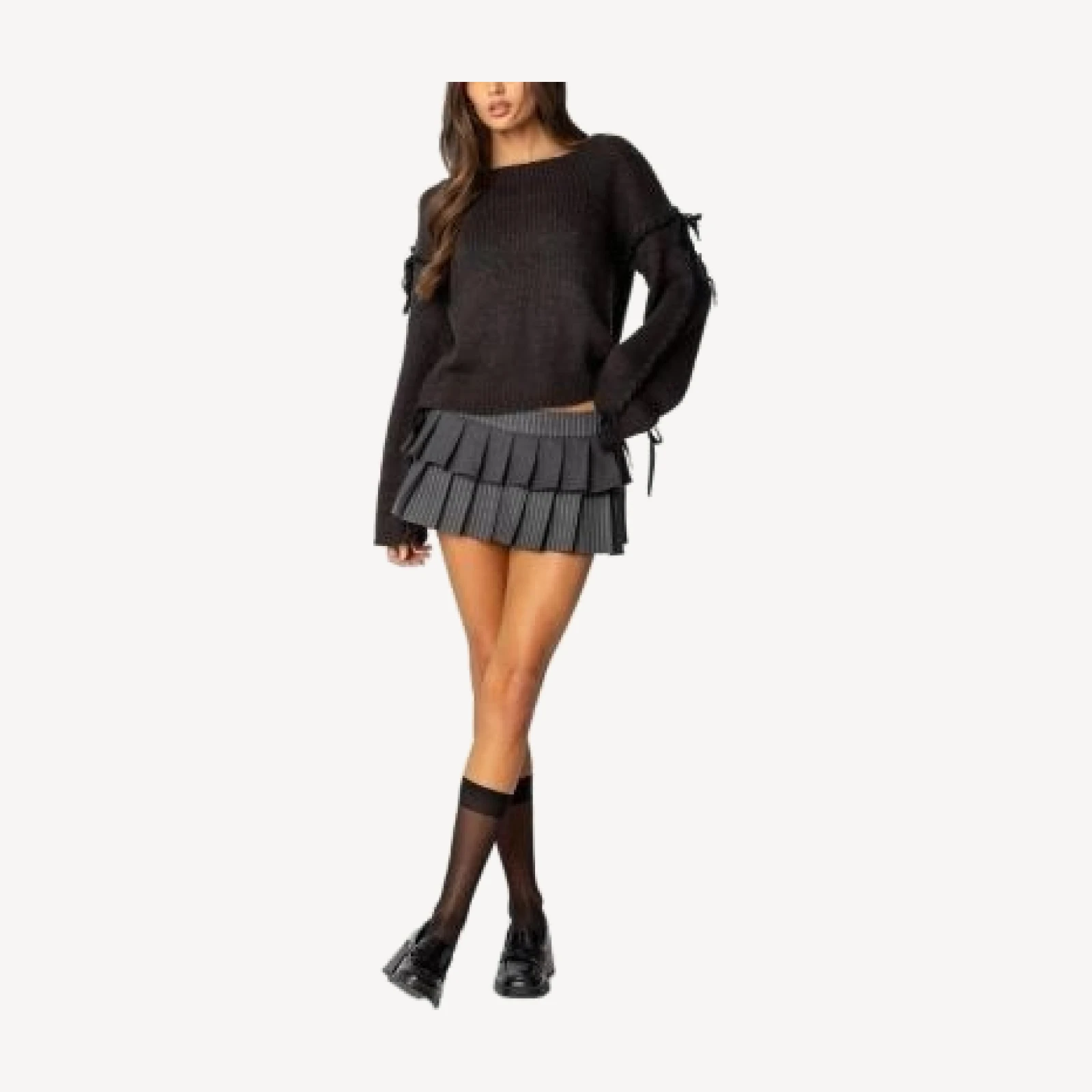 Edikted Amelia Lace Up Sleeve Sweater