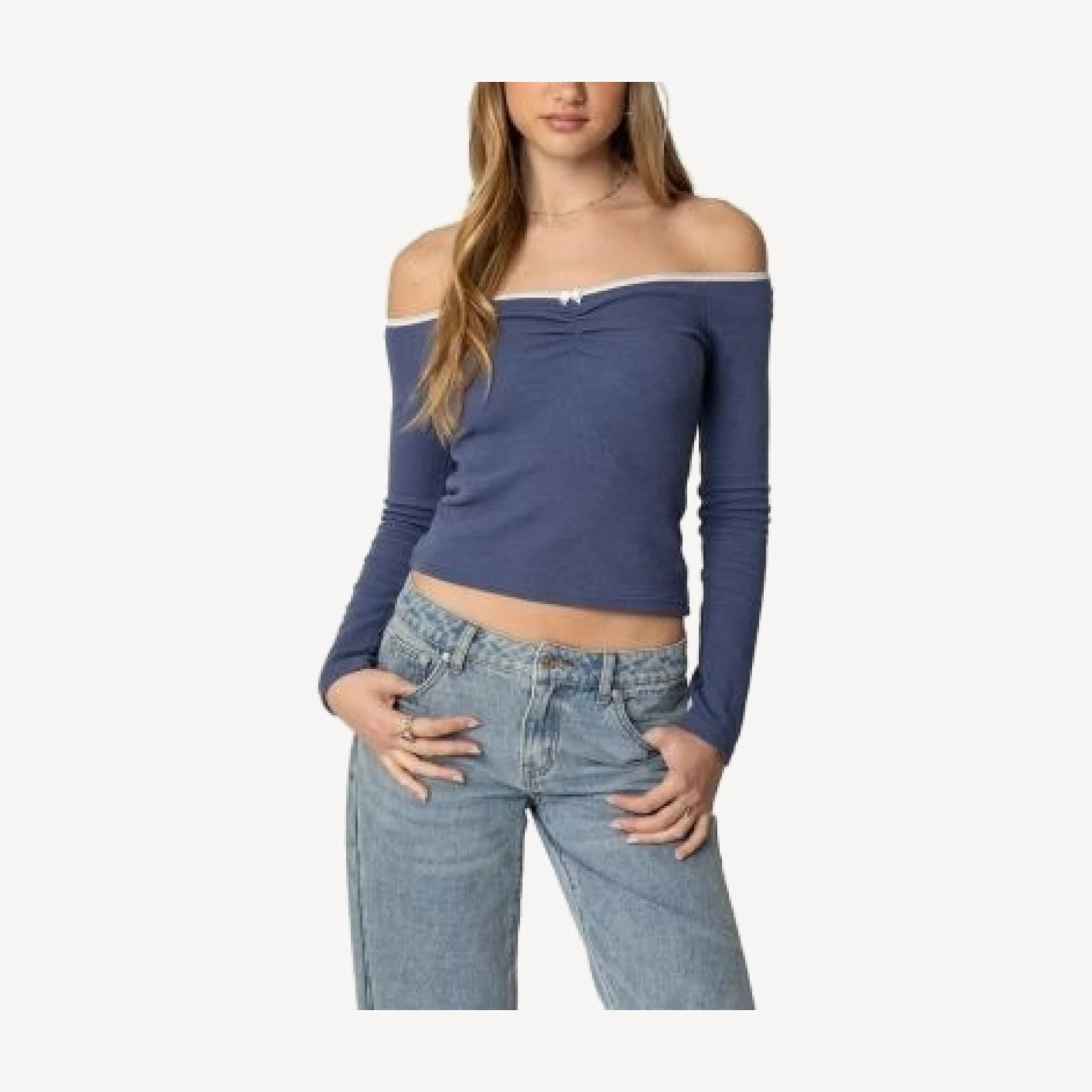 Edikted Tal Ruched Off Shoulder Top