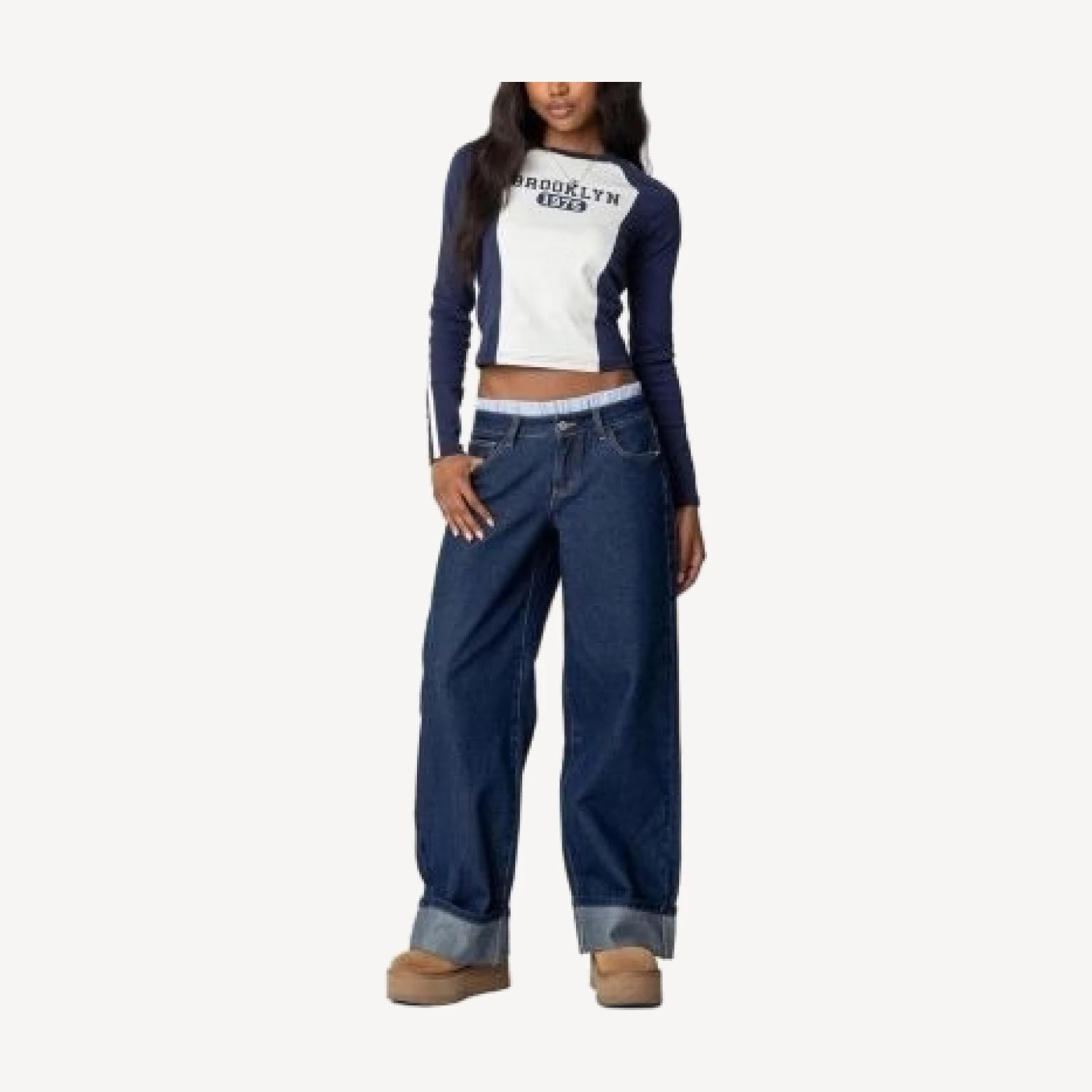 Edikted Brooklyn Raglan Long Sleeve T Shirt