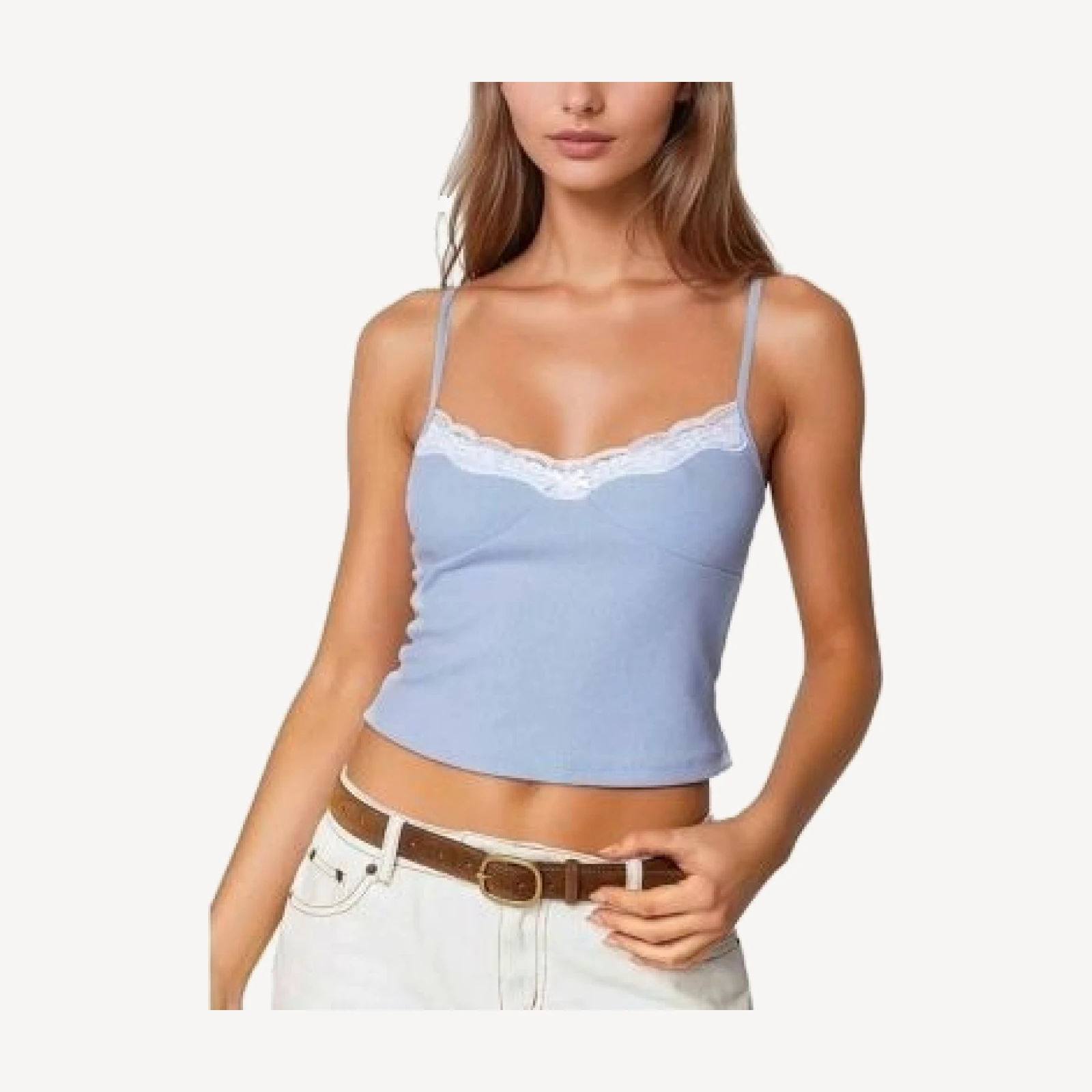 Edikted Lucie Lace Trim Tank Top