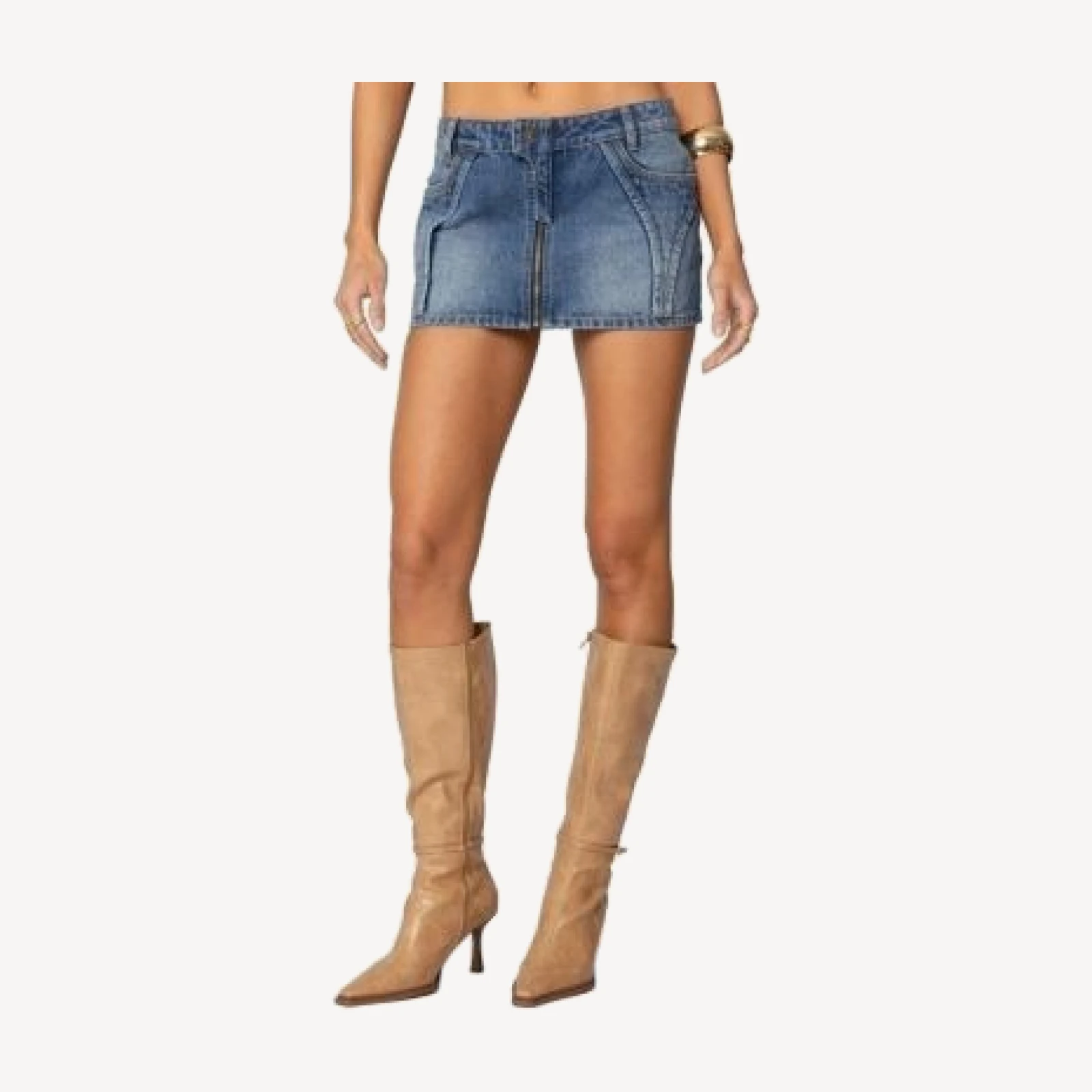 Edikted Anne Zip Up Denim Mini Skirt