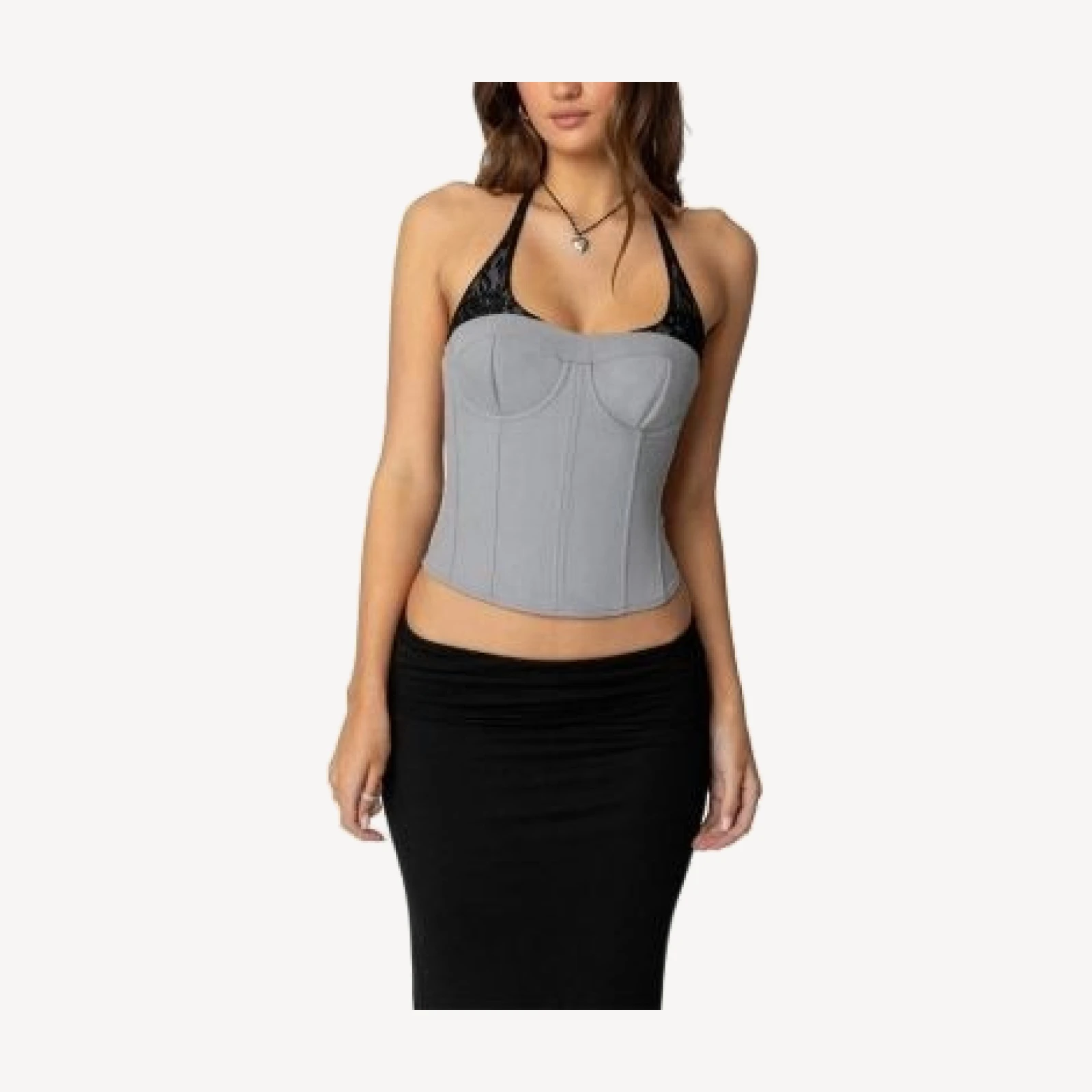 Edikted Jara Layered Lace Halter Corset