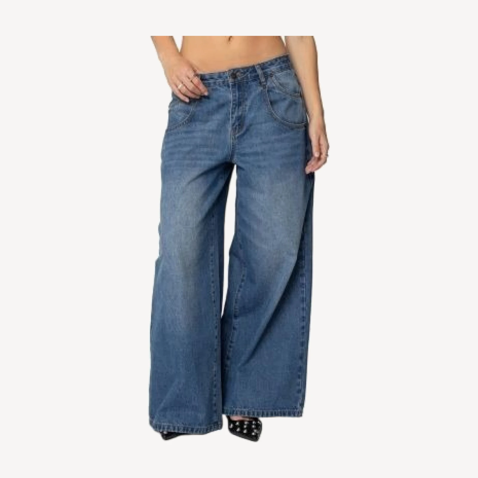 Edikted Jayden Low Rise Jeans Medium Rinse Wash