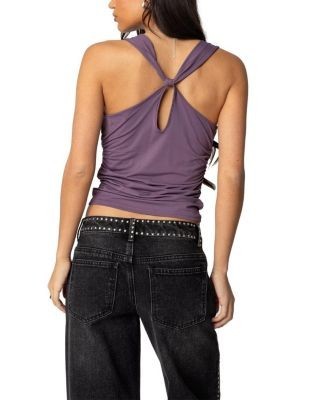 Edikted Liza Knotted Cowl Neck Top