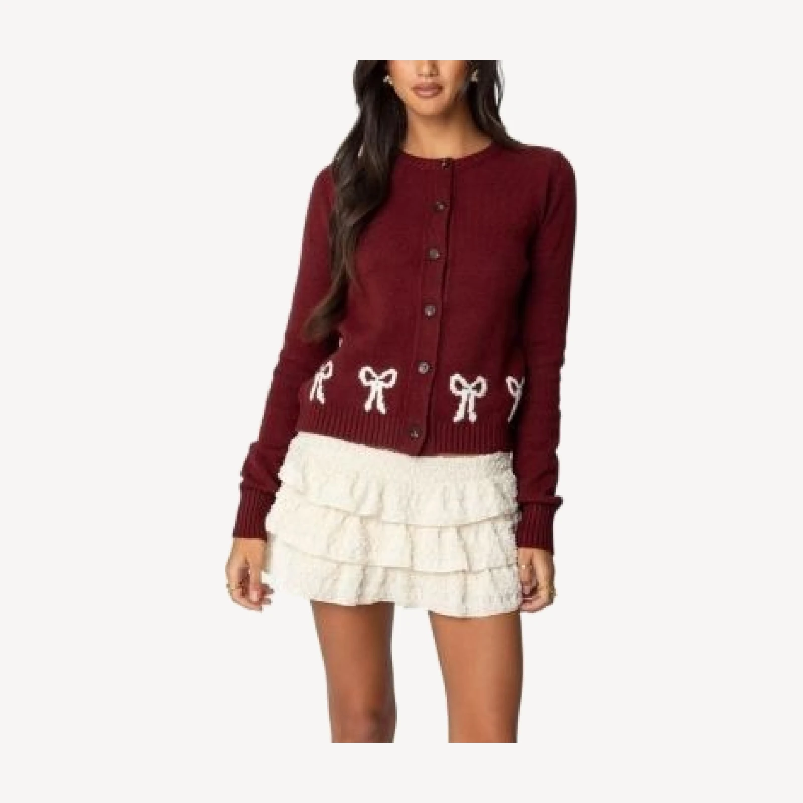 Edikted Rona Bow Knit Cardigan