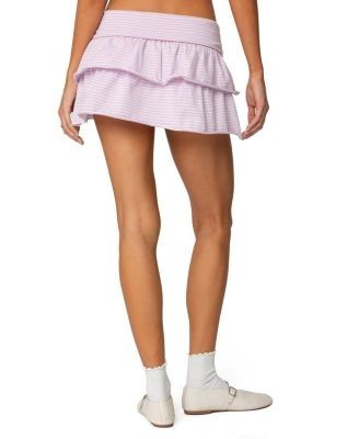 Edikted Lexie Ruffle Striped Mini Skirt
