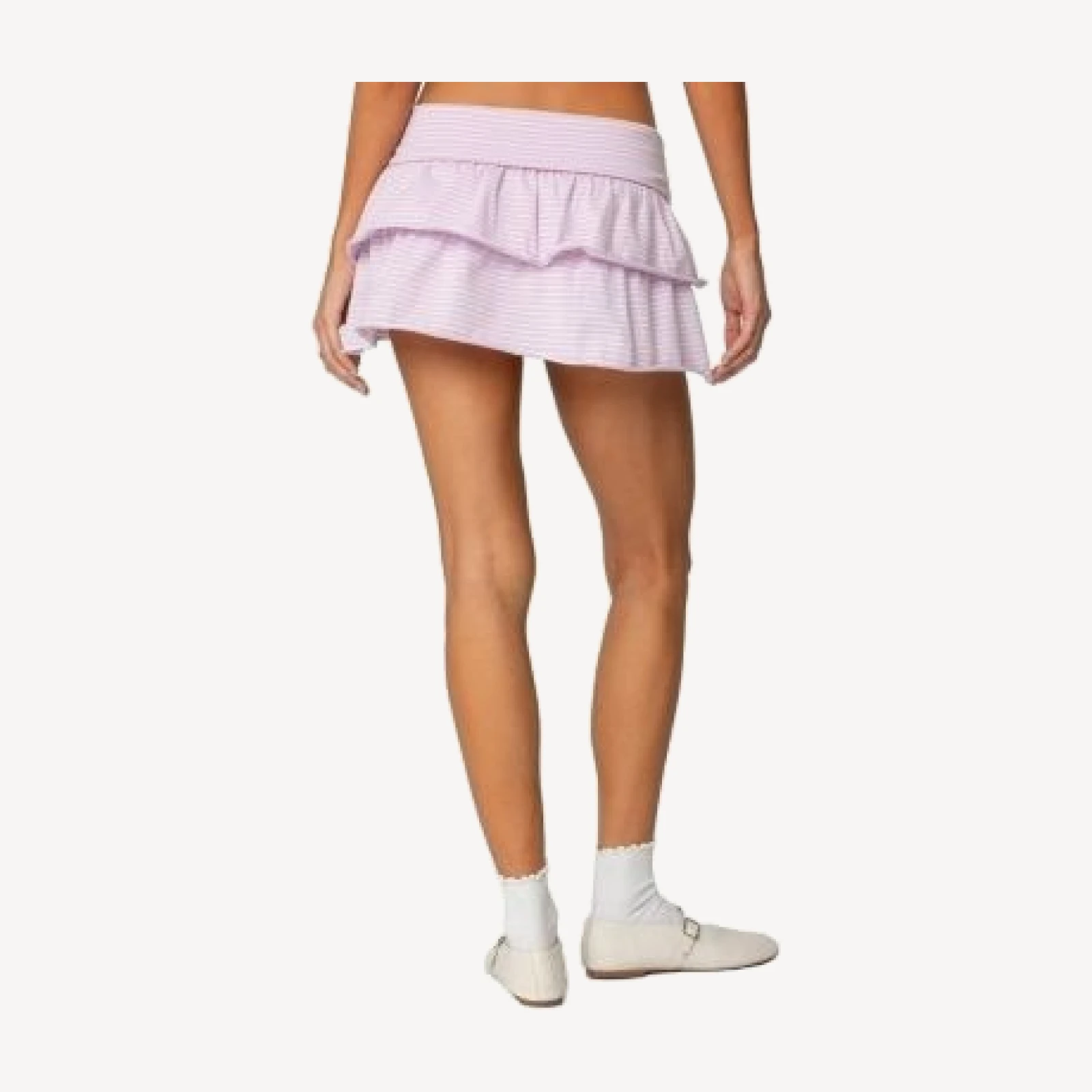 Edikted Lexie Ruffle Striped Mini Skirt