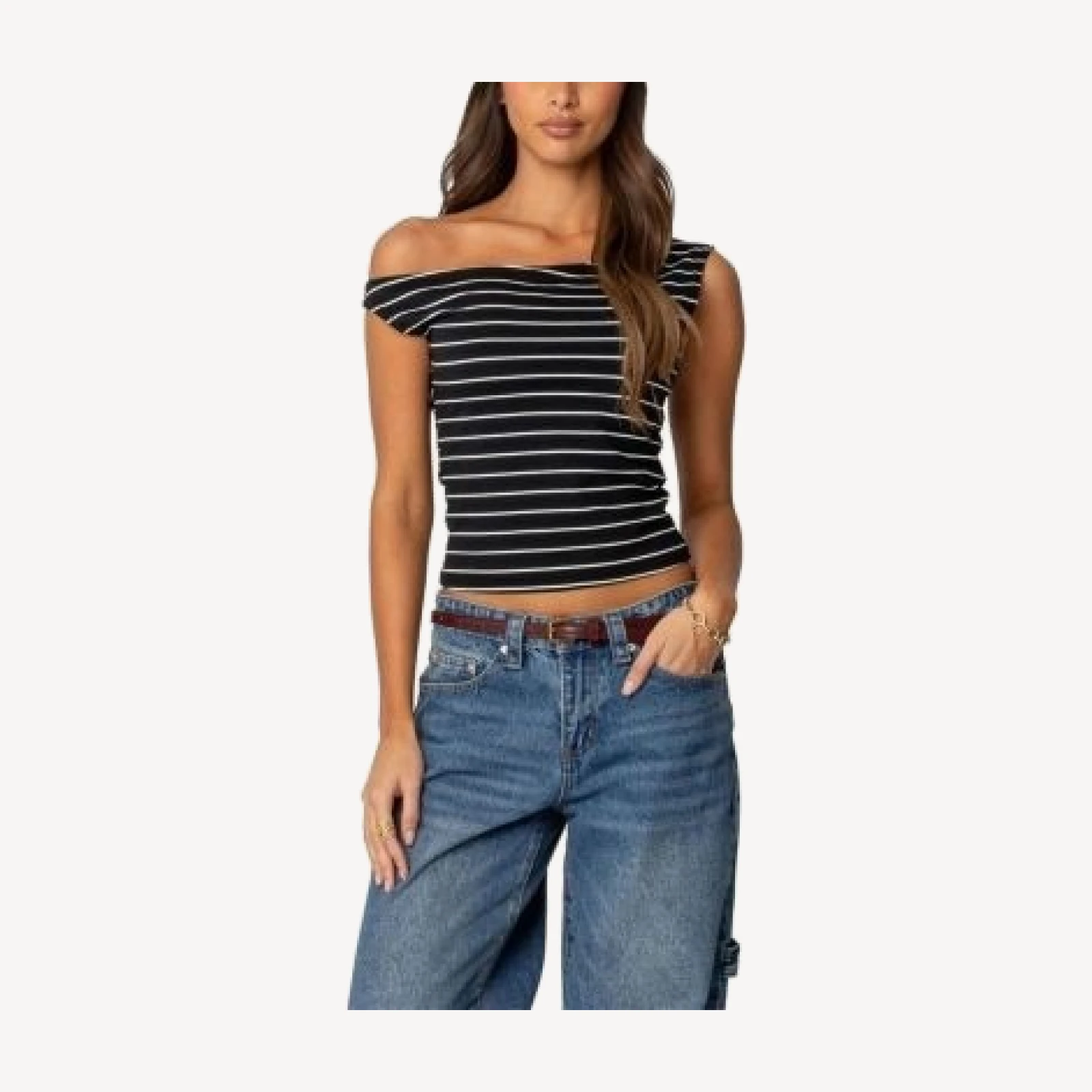 Edikted Keryn Striped Asymmetric Top