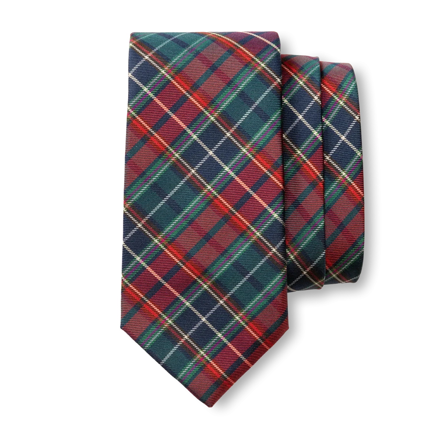 Silk Plaid Tie - Pomegranate
