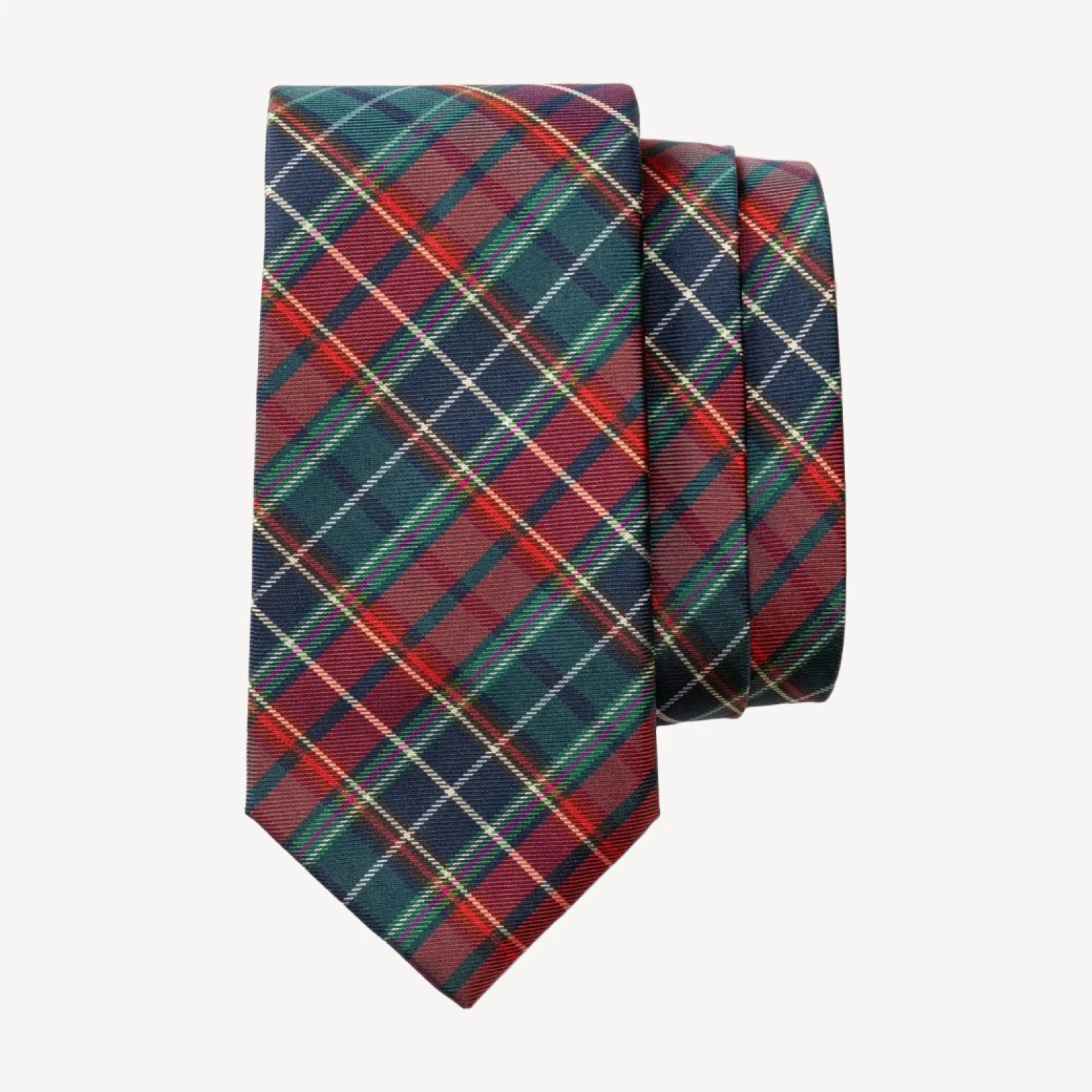 Silk Plaid Tie - Pomegranate