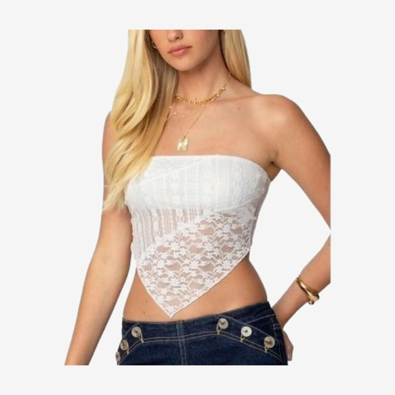 Edikted Sheer LaceHandkerchief Top