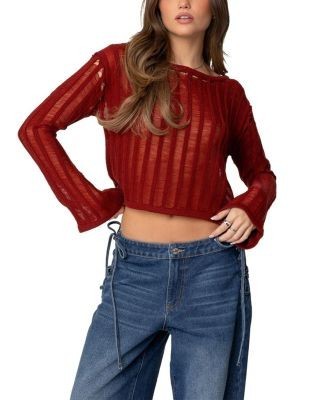 Edikted Sagir Sheer Ladder Knit Top