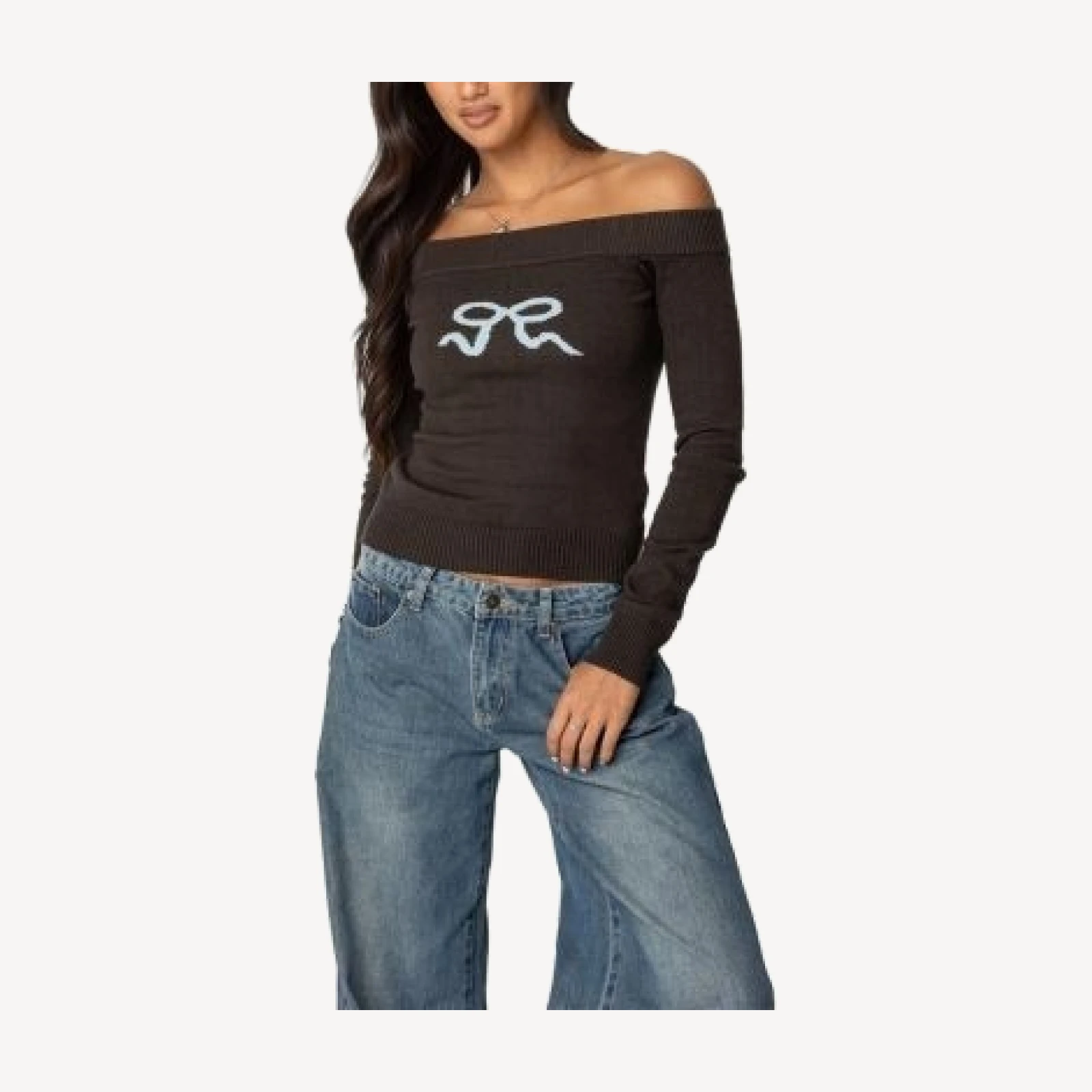 Edikted Tj Off Shoulder Knit Bow Top