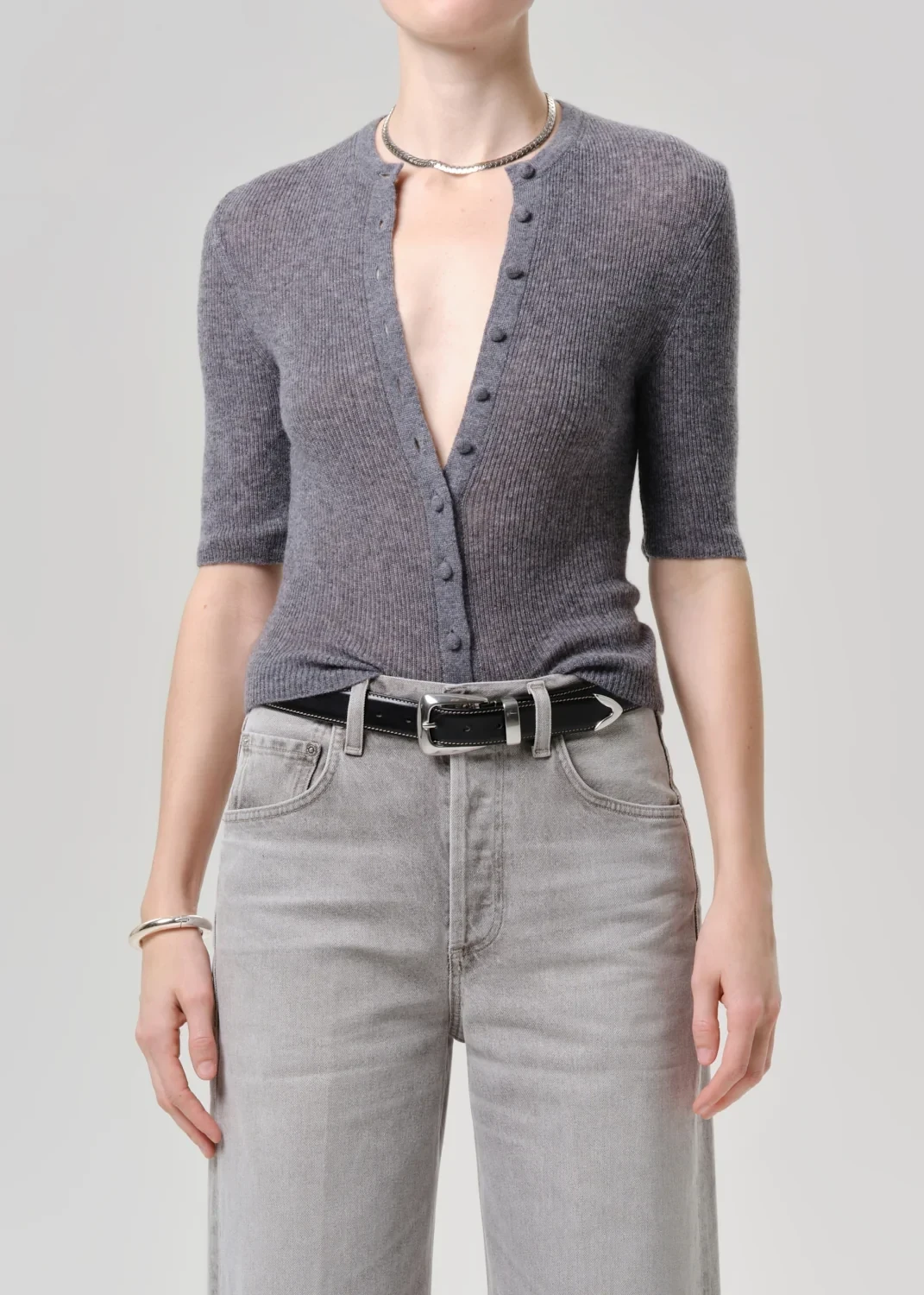 Tabitha Cardigan Sweater in Charcoal Heather