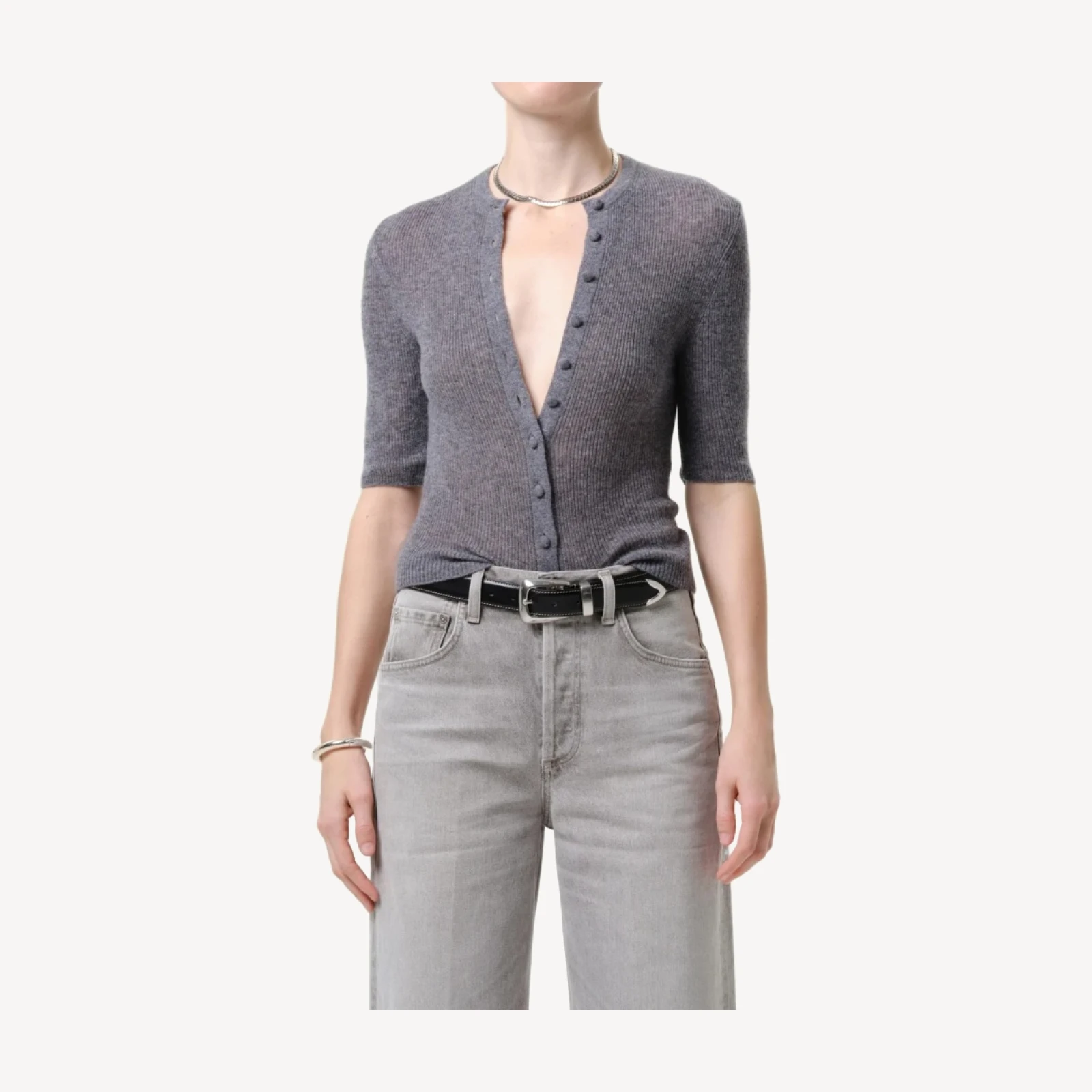 Tabitha Cardigan Sweater in Charcoal Heather