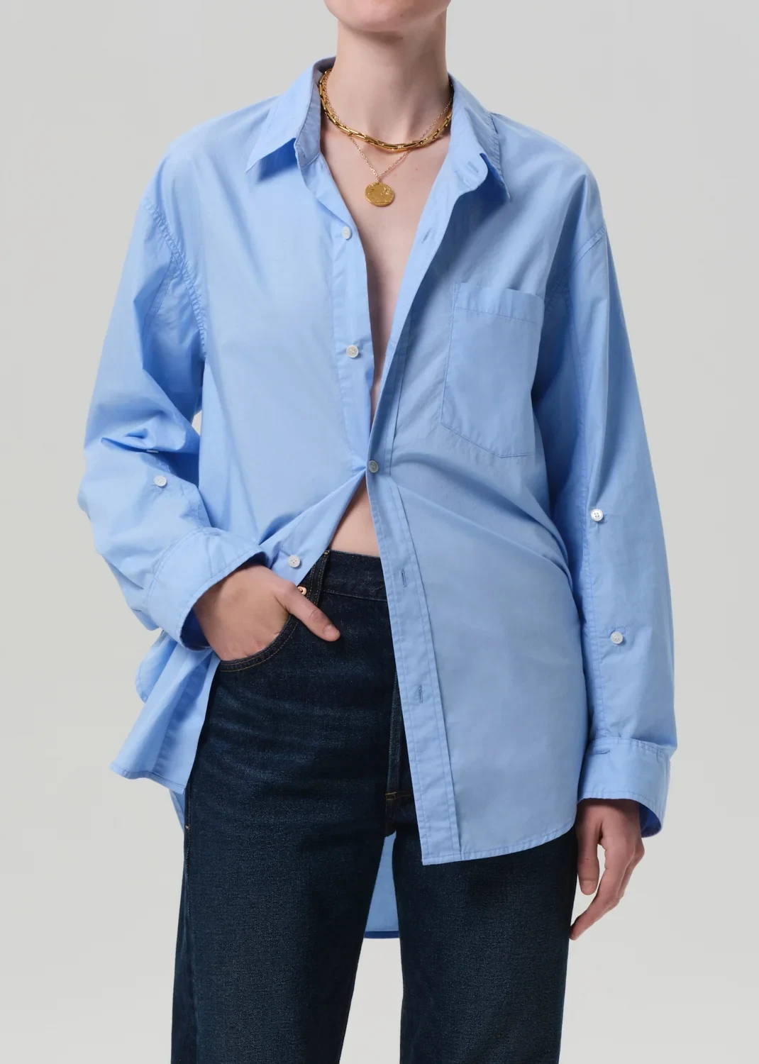 Kayla Poplin Shirt in Banker Blue