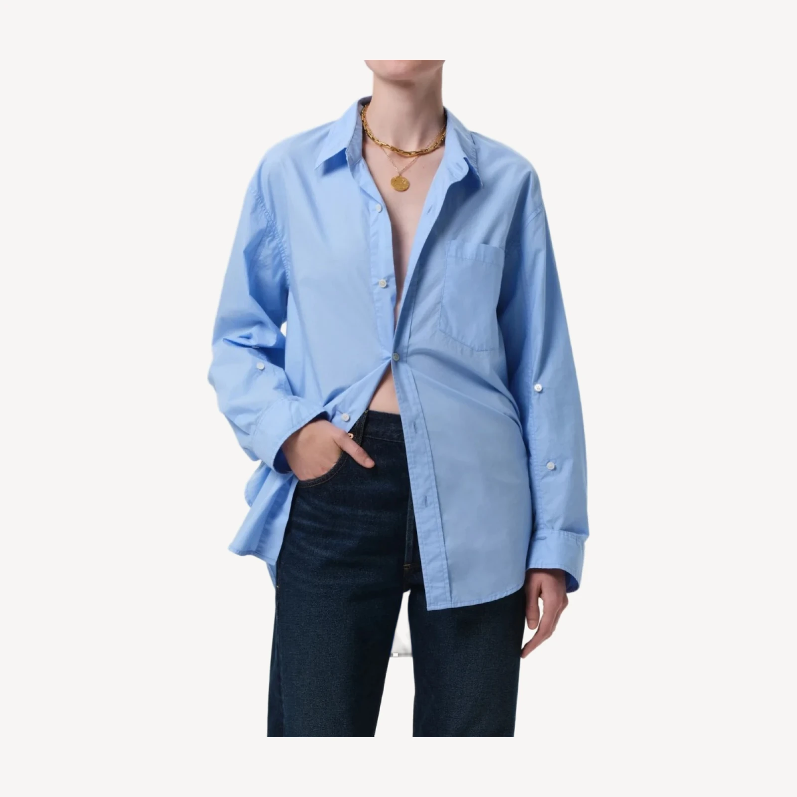 Kayla Poplin Shirt in Banker Blue
