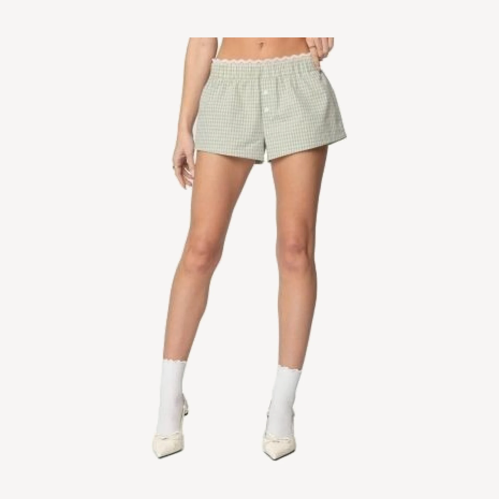 Edikted Lenorah Gingham Boxer Shorts