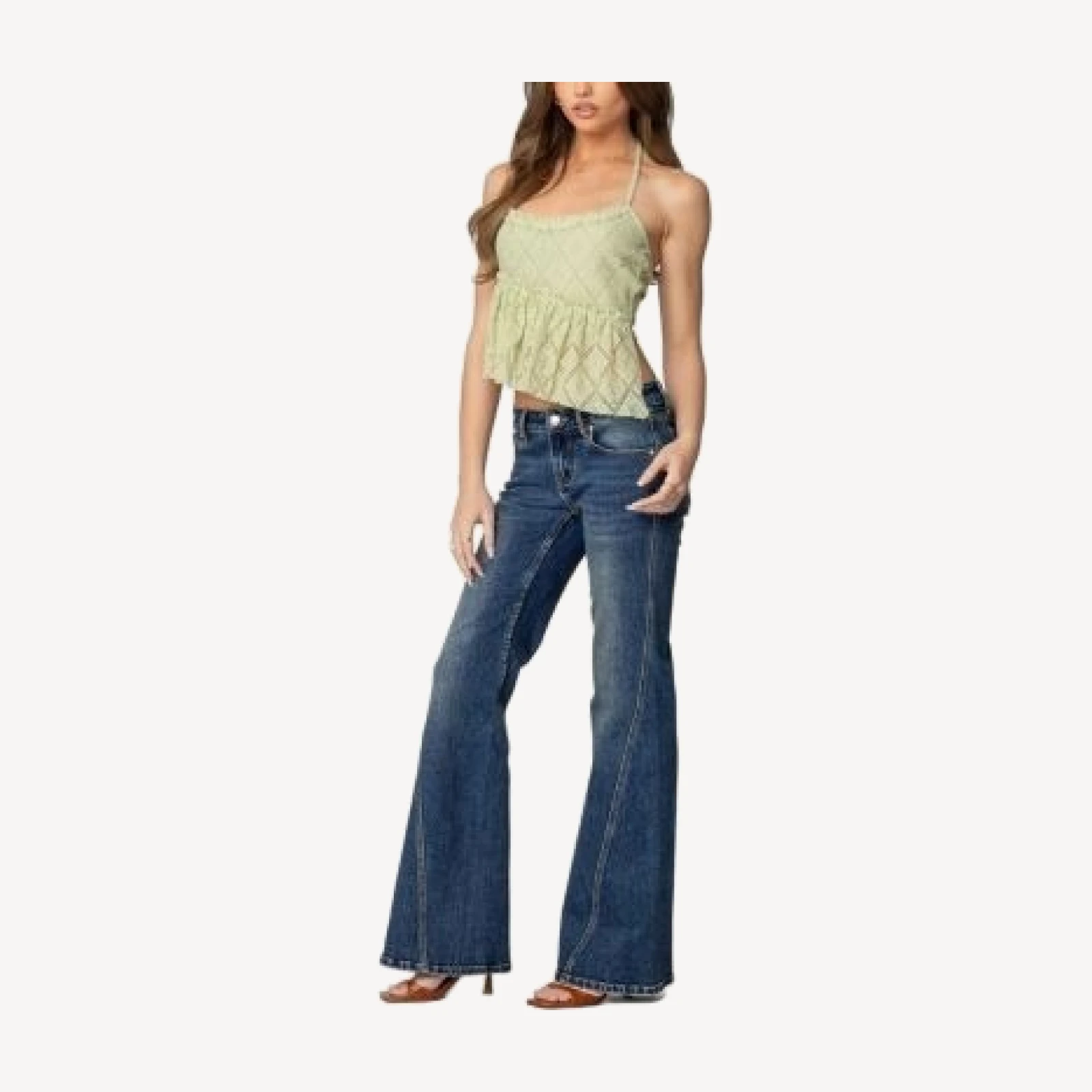 Edikted Asymmetric Sheer Lace Halter Top