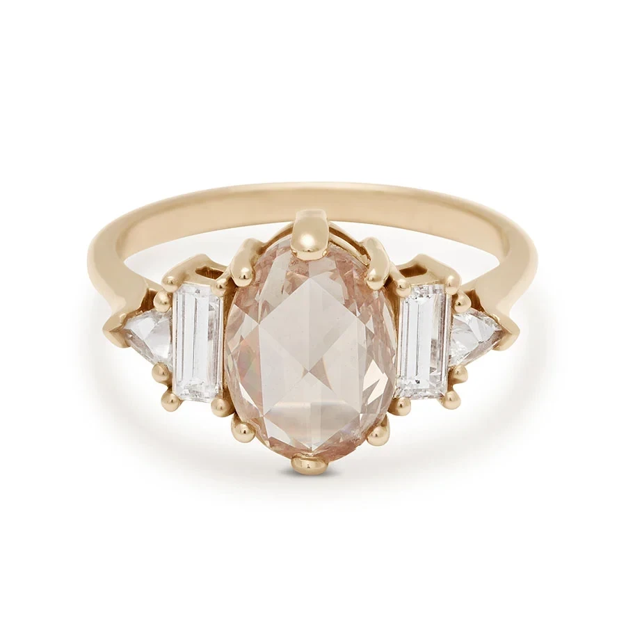 Theda Ring - Yellow Gold & Rose Cut Oval Champagne Diamond (1.85ct)