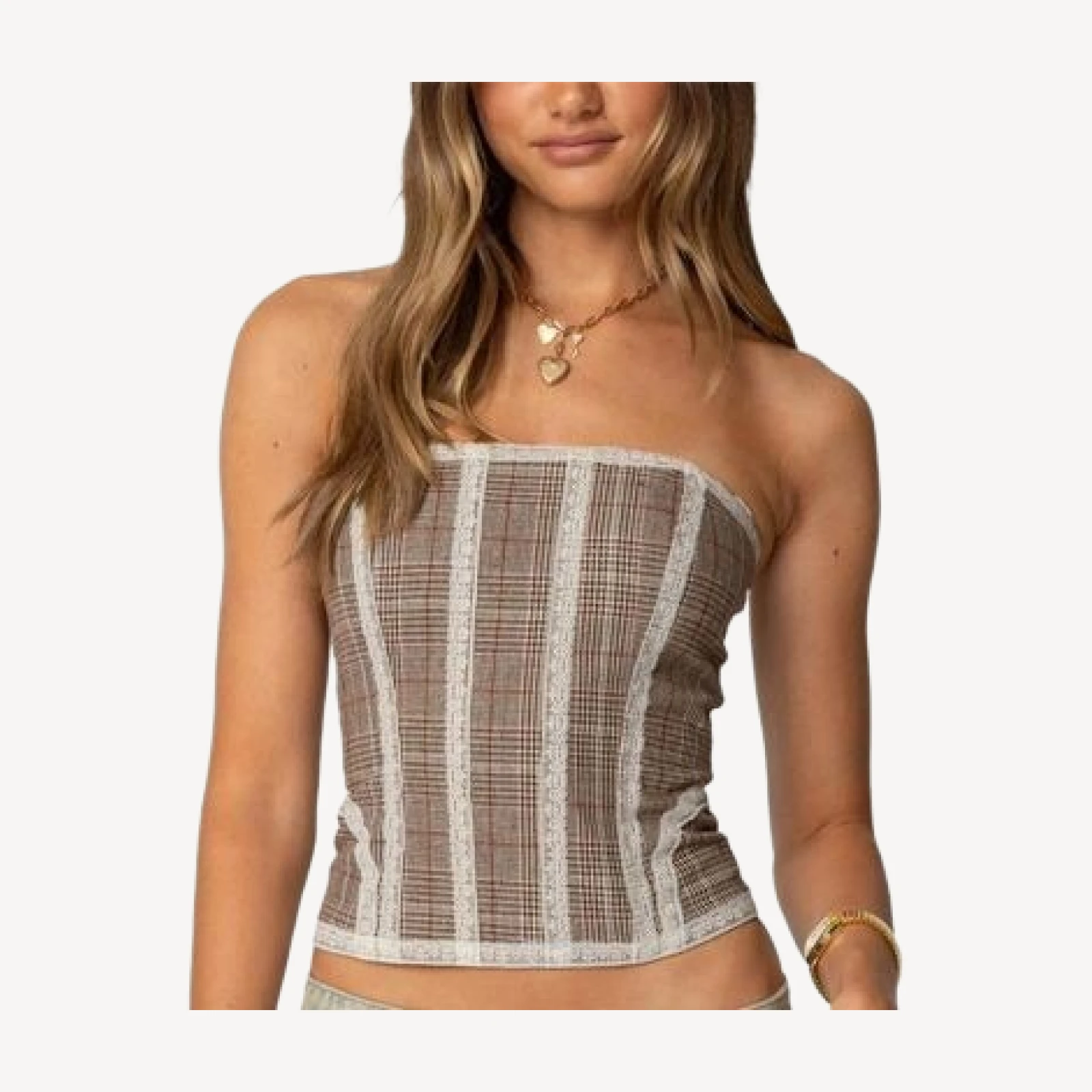 Edikted Jaiden Houndstooth Plaid Corset