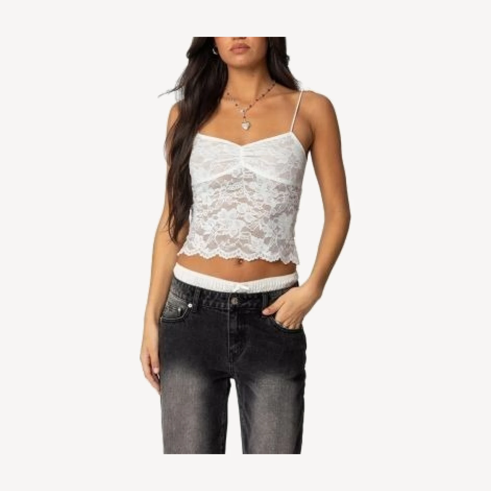 Edikted Rut Sheer Lace Tank Top