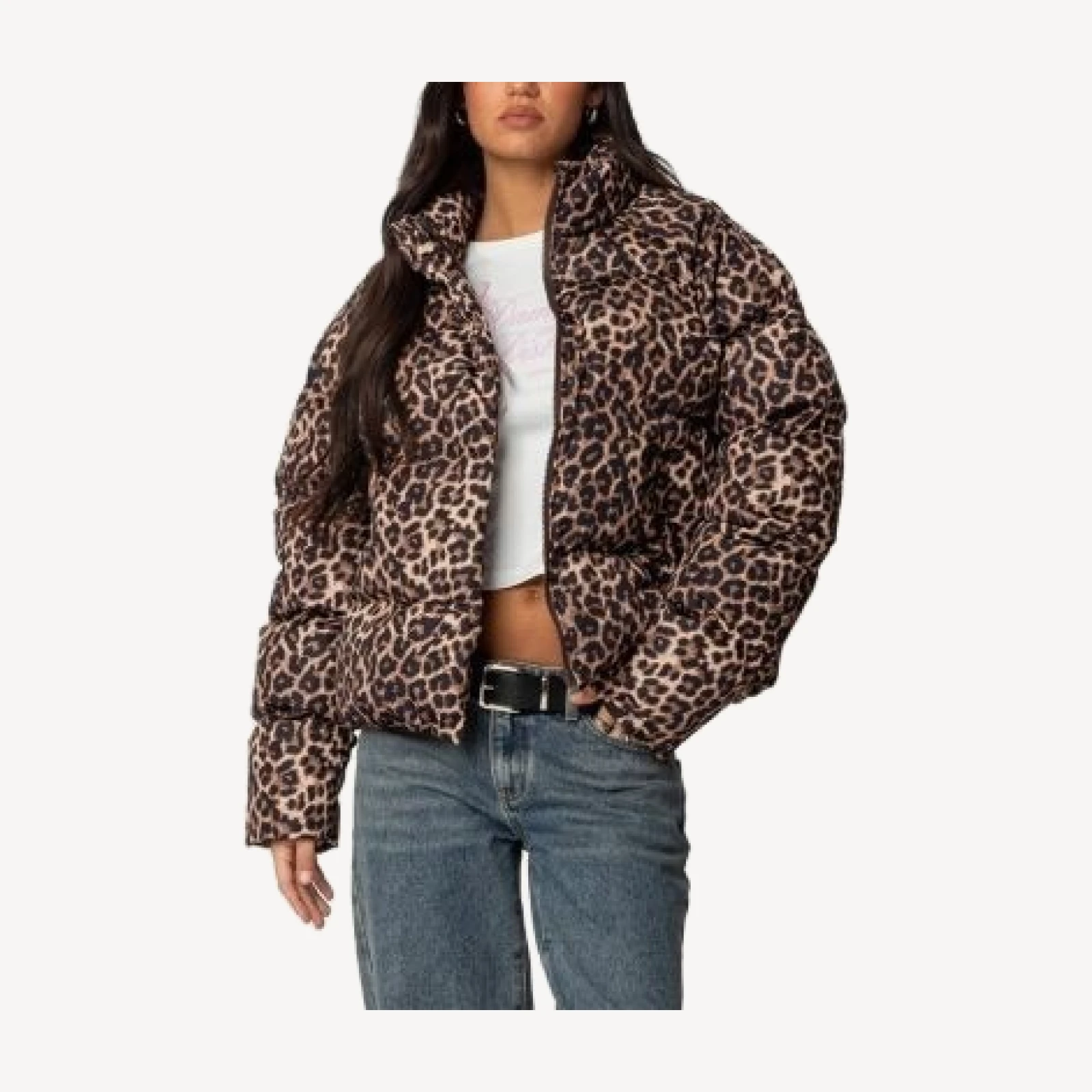 Edikted Dalya Leopard Printed Puffer Jacket