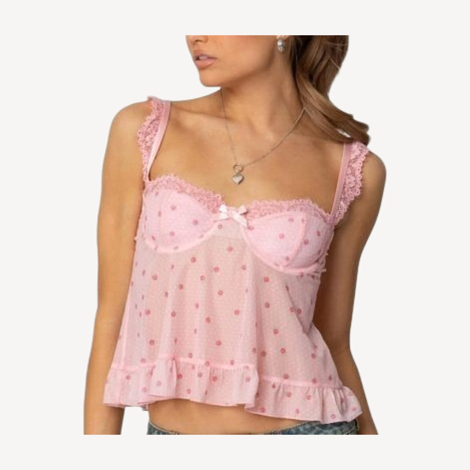 Edikted Pipa Floral Sheer Mesh Bra Top