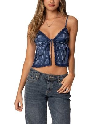 Edikted Backless Satin Effect Polka Dot Top