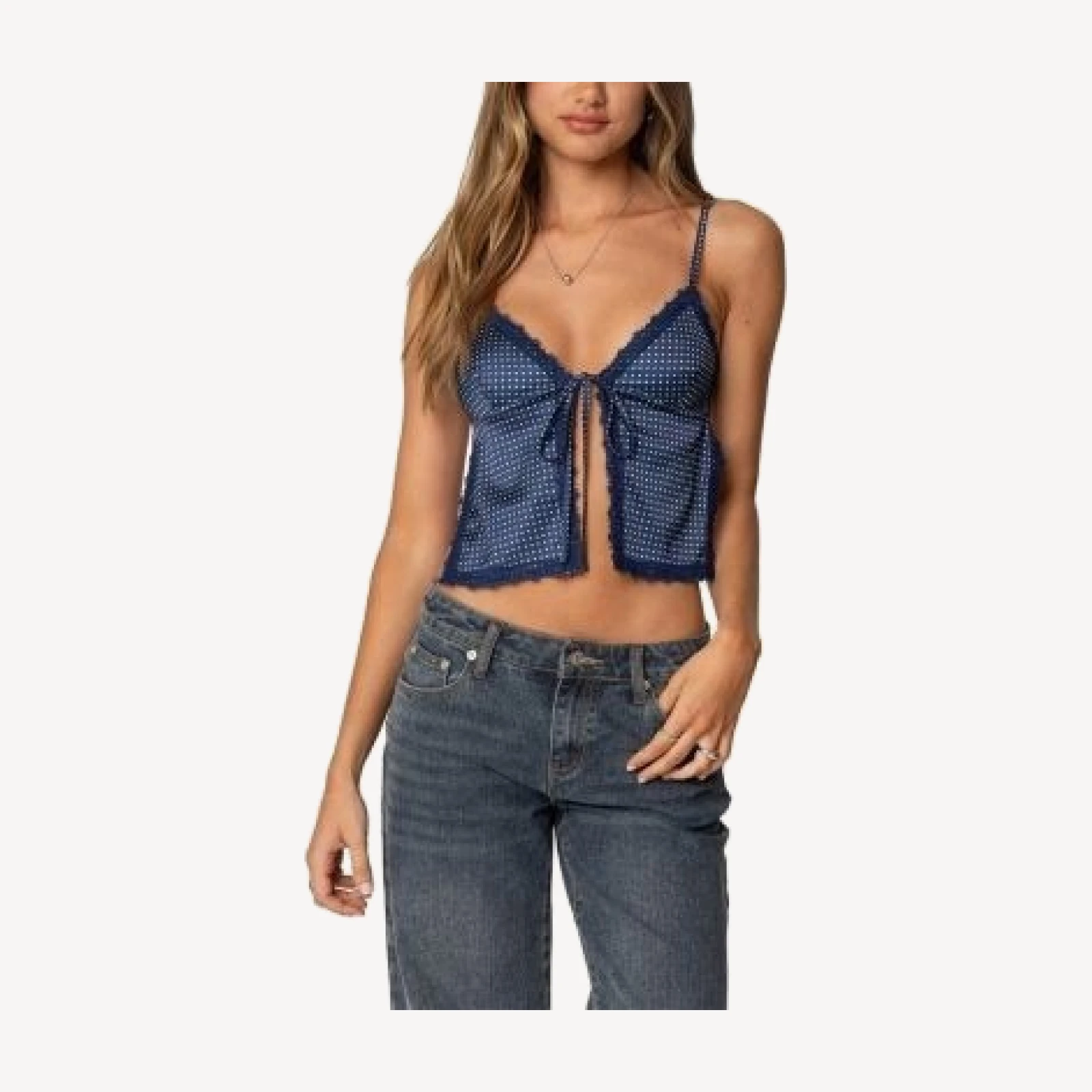 Edikted Backless Satin Effect Polka Dot Top