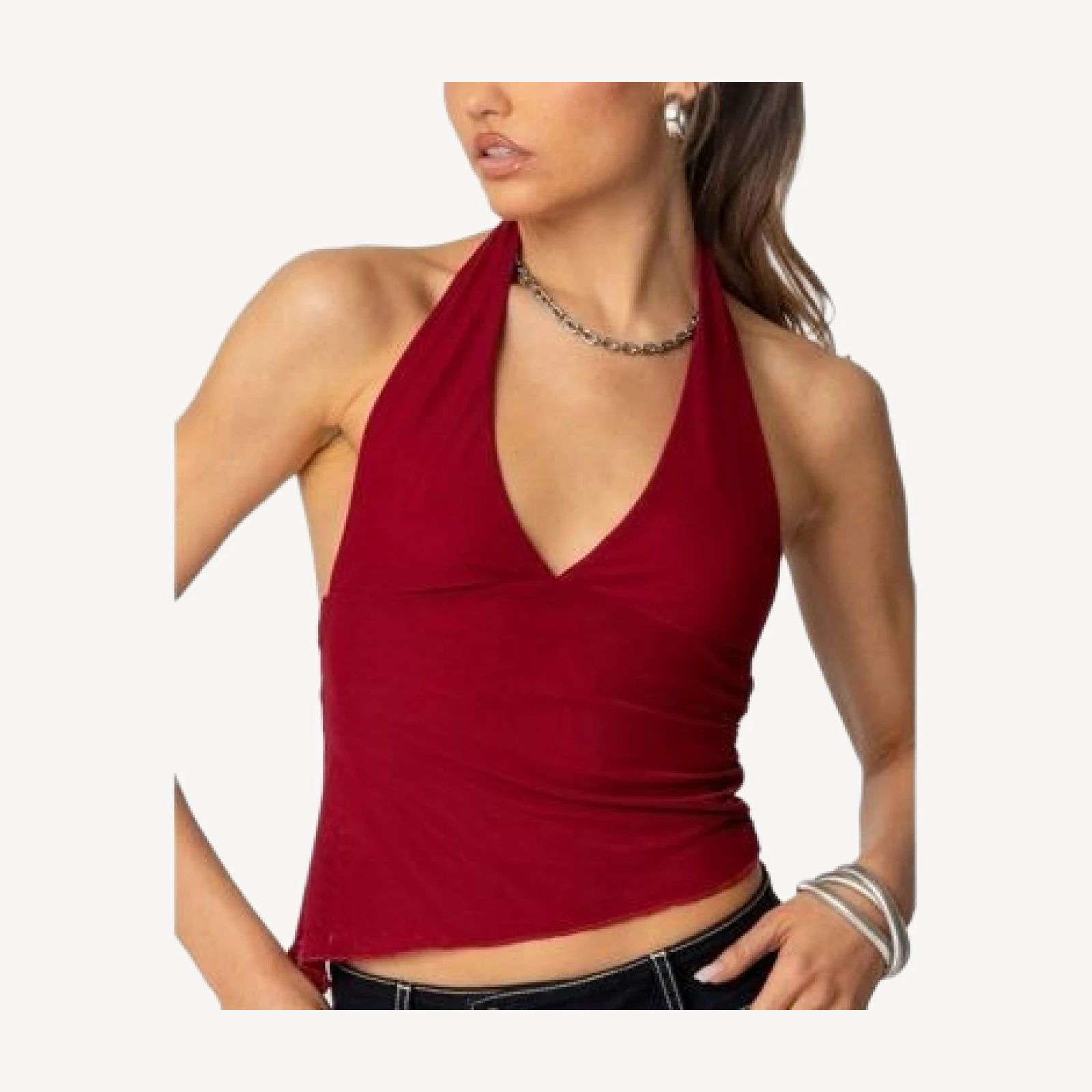 Edikted Rhett Asymmetric Hem Halter Top