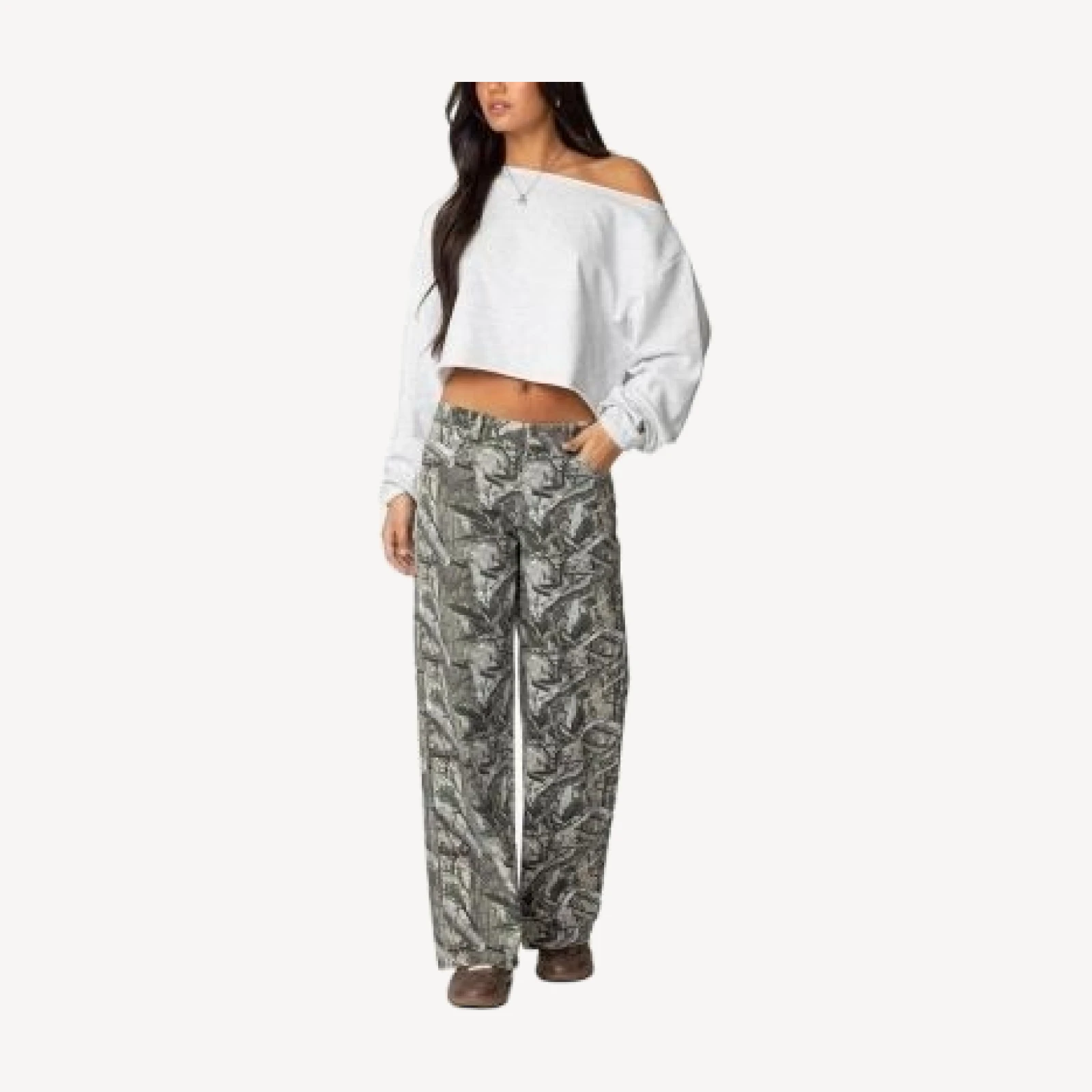 Edikted Aveline Off Shoulder Light Sweatshirt