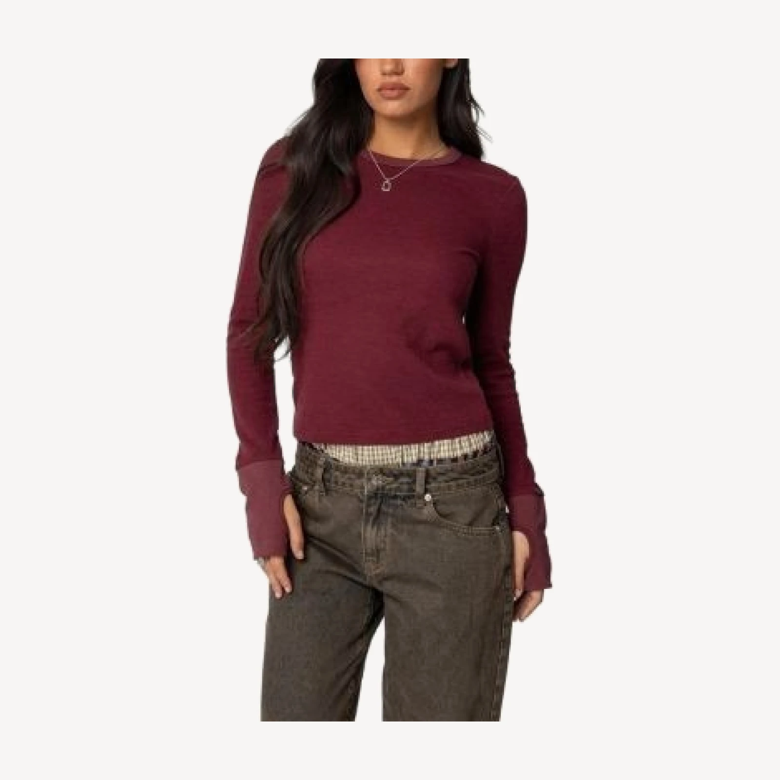 Edikted Waffle Long Sleeve T-shirt